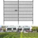 10 Panels No Dig Decorative Outdoor Garden Fence with Gate for Yard, 40 in(H) X 23.6 ft(L) Animal Barrier Fencing Rustproof Metal Wire Panel Border for Dog, Rabbits, and Patio Temporary Ground Stakes