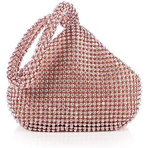 ele ELEOPTION Women Rose Gold Clutch Rhinestone Purse Bling Evening Bag Triangle Women's Wedding Purse for Party Cocktail for 6.0 inch Phones