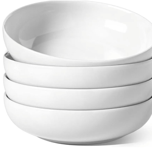 LE TAUCI Pasta Bowls 45 oz, Salad Bowls Set for Serving Soup, Pasta, Noodle, Dinner, Large Kitchen Bowl Plates, Microwave Safe - 8.5 Inch, Set of 4, White