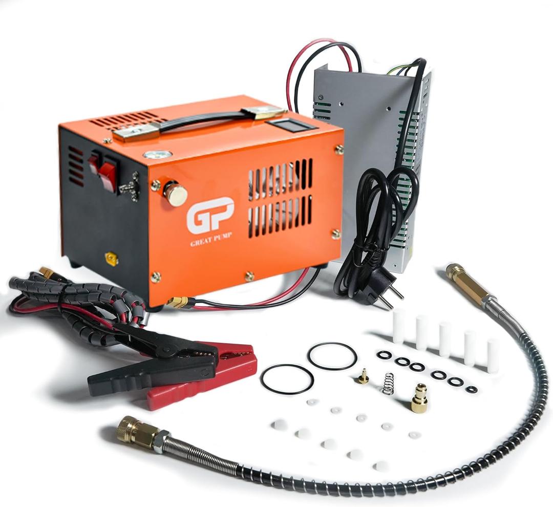 TUXING Pcp Air Compressor, 4500Psi 30Mpa Powered by Car 12V DC or Home 110V AC/Converter Paintball/Scuba Tank Compressor Pump(TXES061)