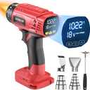LIVOWALNY Heat Gun Compatible with Milwaukee 18V Battery: 350W Cordless Battery Powered Heat Gun 122℉~1022℉ (50℃~550℃) -Variable Temperature Control w/LED Digital Display for Shrink Tubing, Vinyl Wrap