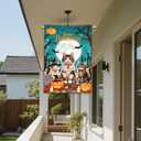 IVN Halloween Cat Garden Flag 28 x 40 Inch Double Sided House Flag with Moon Pumpkin and Bat Design for Spooky Outdoor Porch Decor