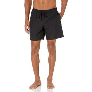 Amazon Essentials Men's 7" Swim Trunk (Large, Black)
