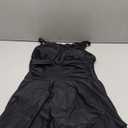 pnytoo Women's One Piece Swimdress Tummy Control V-Neck Mesh Ruched Bathing Suits High Waisted Monokini Swimsuits (Black S)