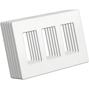 BESTTEN (5 Pack) USWP4 Matte White Series, 3-Gang Screwless Wall Plate, Decor Outlet Cover, H4.69 x W6.54, for Light Switch, Dimmer, USB, GFCI, Receptacle
