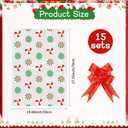 2 x 15 Sets Large Christmas Cellophane Bags(20x28 Inch) with Pull Bows Gingerbread Candy Xmas Gift Goodie Basket Stocking Stuffers Wrap Holiday Christmas Birthday Party Decorations Favors Supplies Baggies