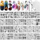 Biutee Nail Stamping Plate Set 12Pcs Nail Art Stamping Plates Nail Stamping Kit Nail Stamper Kit Flower Leaves Animal Lace Star Halloween Christmas Design Nail Stamp Plate (15PCS)