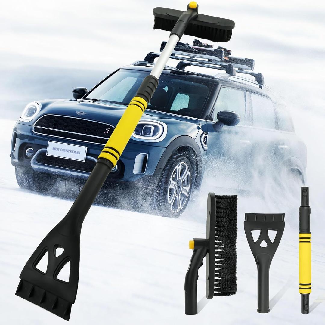 34" Extendable Ice Scraper and Snow Brush for Car Windshield, 360 Rotating (R002)