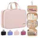 HOTOR Travel Toiletry Bag - Hanging Toiletry Bag for Women & Men, Makeup Bag/Big Comparment, Waterproof for Travel Accessories, Travel Essentials, Large, Pale Pink