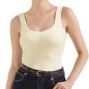 SUUKSESS Women Cotton Ribbed Built in Bra Tank Tops Shirts Summer Casual Basic Backless Going Out Tops (White,S) 