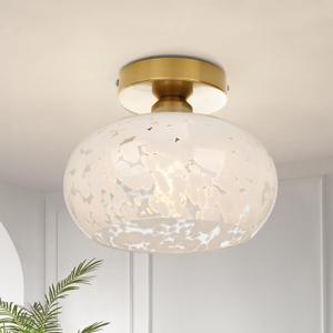 FRIDEKO HOME Modern Semi Flush Mount Ceiling Light - Glass Close to Ceiling Light fixtures Bedroom Light Fixture Hallway Light Fixtures for Bathroom Entryway Kid's Room Laundry Room, Size: 8.66 Inch