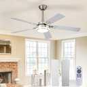 Depuley 52-Inch Ceiling Fan with Light: Brushed Nickel Ceiling Fans with 5 Blades Dual Finish Reversible - Farmhouse Ceiling Fan with Remote Control Noiseless for Living Room Outdoor Patios