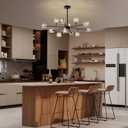 KUSSCO Modern Sputnik Chandeliers 12-Light Crystal Chandelier Adjustable Height Black and Gold Pendant Light Sputnik Ceiling Light Fixture for Kitchen Island Dining Room Living Room Bedroom G9 Base