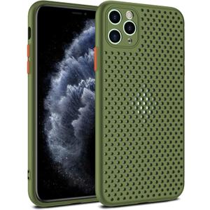 Heat Dissipation Phone Case for iPhone 17, Breathable Hollow Cellular Hole Ultra Slim Cooling TPU Cover with Full Back Camera Lens Protection (Army Green, for iPhone 17)