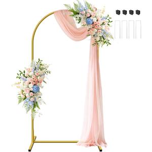 6.6 ft Metal Arch Backdrop Stand, Gold Wedding Arch Stand with Ground Nails, Balloon Arched Backdrop for Wedding, Baby Shower, Birthday Party, Photography, Garden Floral, Ceremony Decor