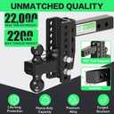 Adjustable Trailer Hitch For 2 Inch Receiver, Dual Ball 2'' & 2-5/16'' with 22,000 LBS Max GTW, 6'' Drop/Rise Tow Hitches, Premium Manganese Steel, Bulletproof Locking Pin, Anti Rust, Anti Rattle (6")
