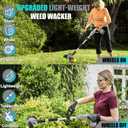 Electric Weed Wacker Cordless Eater Battery Powered Weed Trimmer with 21V String Trimme Battery Operated & Wheels 3 Types Blades 3 in 1 Stringless Grass Trimmer/Edger/Brush Cutter for Garden Yard Lawn