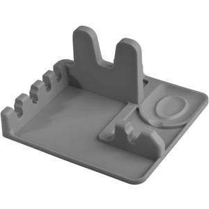 Silicone Spoon Rest and Pot Lid Holder Stand for Kitchen Counter Top, Ladle/Spatula/Spoon/Tongs Holder, Food Grade Silicone, Heat Resistant, Anti-slip BPA-Free, Grey (Gray)