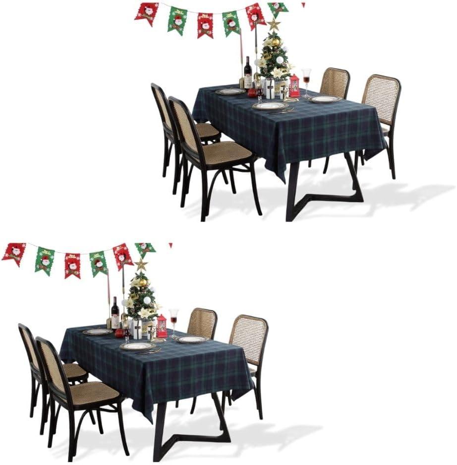 ZIQINPSQ Dining Room Rectangle Fabric Tablecloth 2 Pack, British Style Plaid Print Tablecloth,Christmas & Holiday Table Cover. (Blue&Green, 55''X70'')