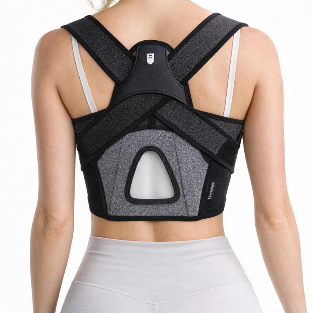 Posture Corrector for Women, Adjustable Upper-Back Brace for Shoulder & Upper-Back Pain Relief - Aesthetically Designed & Breathable Back Straightener, Helps Improve Rounded Shoulders, Slouching & Poor Posture, Discreet Under Clothes, One Size