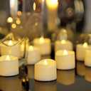 Homemory 48-Pack Novelty Flickering Flameless Tea Lights Candles, 200+Hours Battery-Operated LED Fake Candles for Wedding Table Centerpieces,Proposal,Anniversary, Ivory Base, 1.5''  H1.3'' (Warm White Glow, Ivory Base)