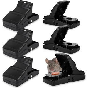 Qualirey 6 Pcs 8.3in Large Rat Snap Traps Mouse Traps Indoor for Home Mouse Trap Mice Killer Indoor Mice Snap Trap Multi-capturing Tooth Design Quick Setup and Reusable for Squirrels, Chipmunks, Black