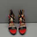 Women's Black and Red Stiletto Sandals Platform Heels Crisscross Open Toe Dress Shoes for Weddings with Back Zip, Size: 6