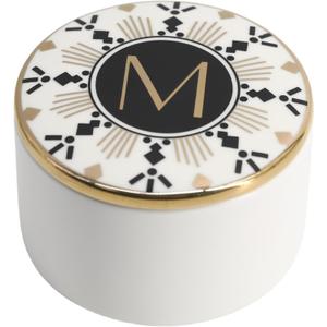 COLLECTIVE HOME - Monogram Jewelry Box, Bohemian Ceramic Trinket Box, Storage for Necklace Ring Bracelet Keys, Birthday Mother's Day Christmas Gift for Women, 3.25" x 2.5" (M)