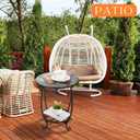 Cinnvoice Outdoor Side Table Round Small Mosaic Patio Accent Indoor End Plant Coffee Tea Table for Yard Patio Porch Garden Living Room, Bedroom(Butterfly B Style,14 Inch)