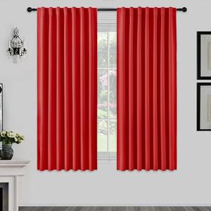 Joydeco 72 Inch Blackout Curtains for Bedroom, Thermal Insulated Black Out Curtains, Room Darkening Drapes for Living Room Window Rod Pocket Back Tab (W40 x L73 Inch, Red)