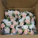 NUPTIO Flower Balls for Wedding Centrepieces - 10 Pcs 9.5in Diameter Artificial Flower Ball Arrangement Bouquet Peachy Pink & Creamy White Fake Rose Flowers Party Centerpieces for Weddings Tables