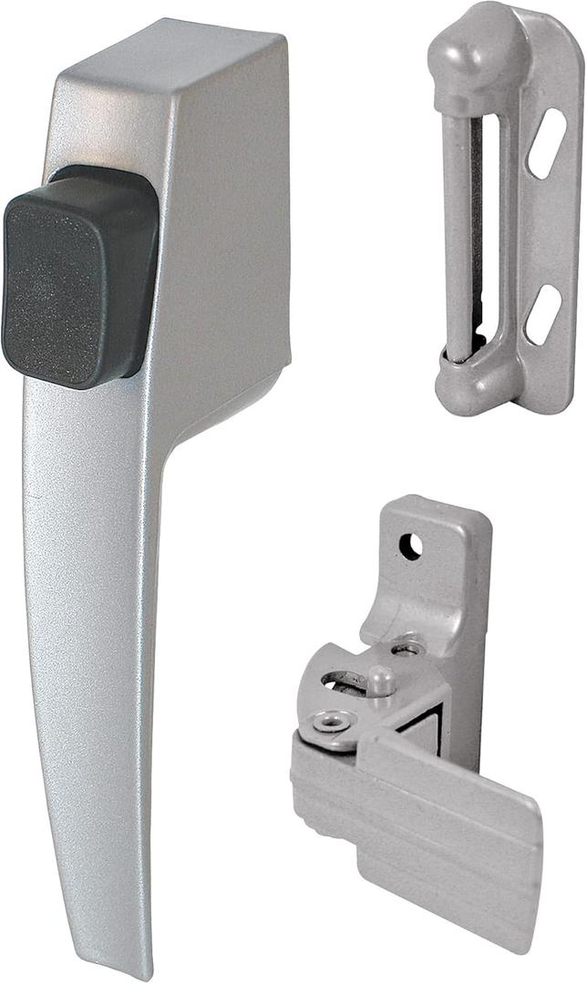 Prime-Line K 5006 Screen/ Storm Door Push Button Latch Set w/ Night Lock  Replace Old or Damaged Screen or Storm Door Handle  Aluminum Finish, Fits Doors 5/8  1-1/4 Thick (Single Pack)