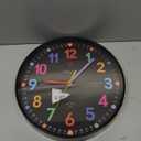 Learning Wall Clock, 12 Inch Classroom Clock, Battery Operated Silent Analog Wall Clocks for Bedroom Classroom Decor, Homeschool Supplies Telling Time Teaching Clocks for Kids, Black