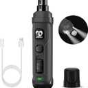 Casfuy Dog Nail Grinder with 2 LED Light - New Version 2-Speed Powerful Electric Pet Nail Trimmer Professional Quiet Painless Paws Grooming & Smoothing for Small Medium Large Dogs and Cats (Grey)