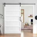 48x84 Inch White Sliding Barn Door Slab with 8ft Hardware Kit Included, 5-Panel, MDF Wood Panel Covered with Water-Proof Scratch-Proof PVC Surface, Simple DIY Assembly