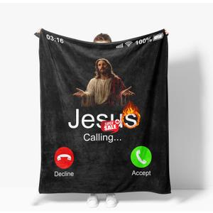 Funny Jesus Throw Blanket Soft Warm Cozy Blankets Fuzzy Plush Fleece Jesus Blanket Gifts for Couch Bed Sofa Home Decor 40''X50''