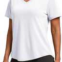 PINSPARK Soft Workout Tops for Women Short Sleeve V Neck Moisture Wicking UPF 50+ Sun Protection Quick Dry Gym Shirts, XL