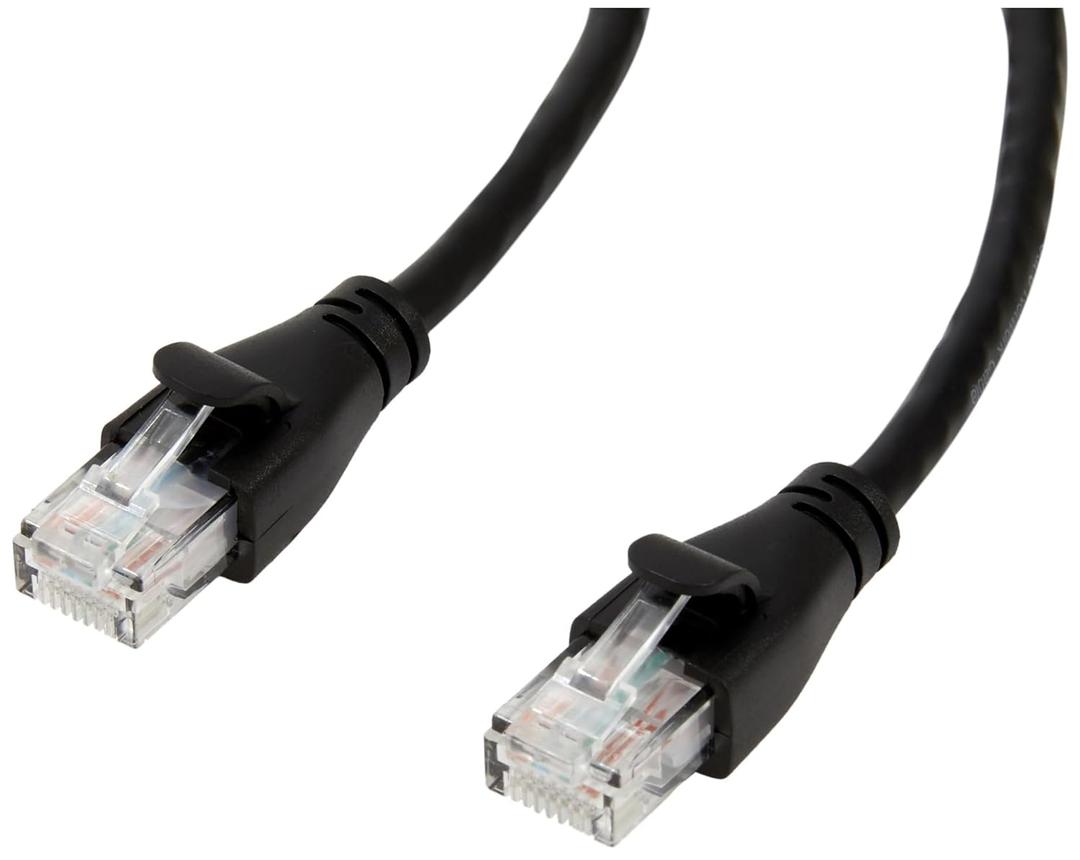 Amazon Basics RJ45 Cat 6 Ethernet Patch Cable, 1Gpbs Transfer Speed, Gold-Plated Connectors, 10 Foot For Personal Computer, Printer, Laptop, Gaming Consoles, Router, Black