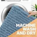 OLANLY Bathroom Rug Mat 34x21, Thick Soft and Absorbent Chenille Bath Mat, Non-Slip Rubber Backing, Machine Washable Quick Dry Bath Rugs for Tub Shower Floor, Home Decor Accessories, Airy Blue