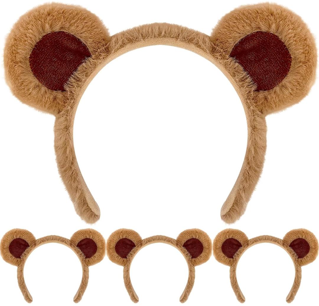 DaliDali Brown Bear Ears Headband Adult, Bear Ear Headband Hairband for Makeup Face Washing School Performances, Bear Costume for Halloween Festival Cosplay Party (4 Count) DaliDali Brown Bear Ears Headband Adult, Bear Ear Headband Hairband for Makeup Face Washing School Performances, Bear Costume for Halloween Festival Cosplay Party (4 Count)