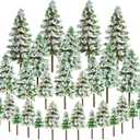 jiebor 28pcs Mini Christmas Trees Small Fake Miniature Snow Pine Model 2-5 Inch for DIY Village Train Railway Sand Table Buildings Architecture Diorama Garden Scenery Decor Supplies Green