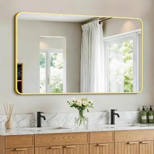 Vanity Bathroom Mirror, 50”x30” Gold Bathroom Mirror for Over Sink