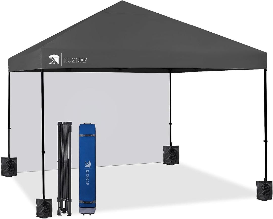 12x12 Pop up Canopy Tent Patented EZ Set up Instant Outdoor Canopy with Sidewall Bonus 4 Weight Sandbags, 8 Stakes and 4 Ropes, Grey (Gray)