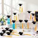 LemonRoad 50 Set Mini 2026 Graduation Liquor Bottles Graduation Party Favors with Tassel Grad Cap 1.8oz/50ml Congrats Grad Plastic Shot Bottles with Mini Felt Hat for College High School Party(Gold)