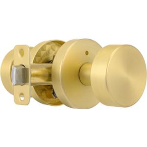 Gold Door Knob Privacy Door Knobs Interior Satin Brass Door Knobs Modern Round Door Handles for Bedroom and Bathroom Brushed Gold Door Knob (1 Pack Privacy)