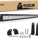 Nilight NI04-200W 1PC LED 41inch 200W Spot Flood Combo Single Row 19000LM Off Road 3D Fog Driving Roof Bumper Light Bars for Jeep Ford Trucks Boat, Black (White)