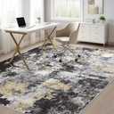 Washable Rug 12x15 Area Rugs for Living Room: Modern Abstract Neutral Soft Carpet for Bedroom Dining Room Under Kitchen Table Home Office Decor - Black Glod