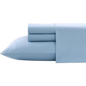 Nautica- Queen Size Sheet Set, Crisp & Tailored Cooling Sheets with a Smooth Cotton Percale Lightweight Feel - Bed Sheets with Matching Pillowcases & Fitted Sheet (Solid Light Blue)