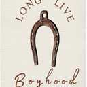 Dilemat Long Live Boyhood Canvas Banner Wall Hanging, Western Cowboy Nursery Decor,Vintage Horseshoe Wall Decor Hanging Banner Flag for Boys Toddler Nursery Room Bedroom Playroom 18X25 Inch