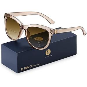 EASY READ Bifocal Reading Sunglasses for Women，Fashion Sun Readers UV400 Protection(Magnification 2.50, Brown)